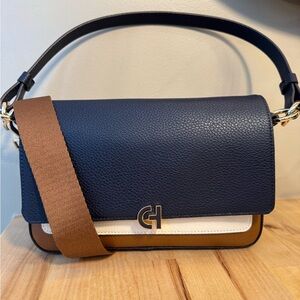 Cole Haan, Shoulder Bag in Navy, White & Brown
